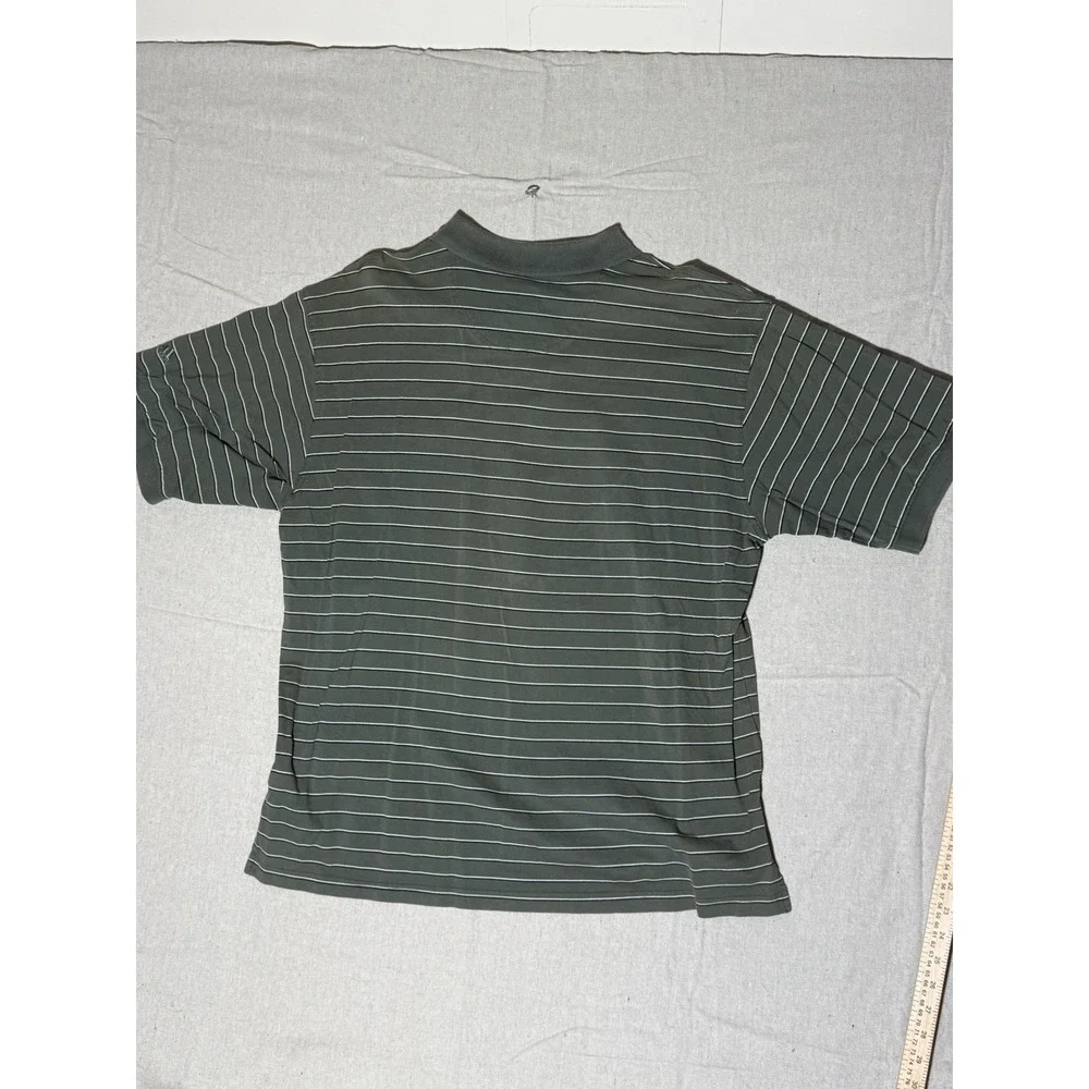 Adidas Mens Large Polo Shirt Olive Green Striped The Georgia Club Mercerized L